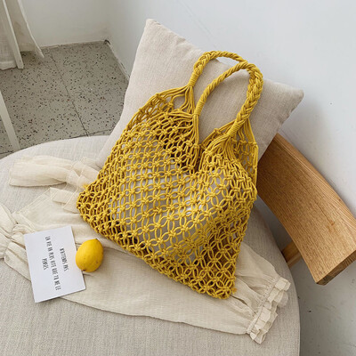 

Tailored Womens Fashion Woven Shoulder Bag Solid Color Handbag Woven Bag Beach Bag