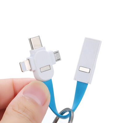 

3 in 1 Key Chain Charging Cable Sync Magnetic Data Cable Mini Portable Mobile Phone Charger for iPhone Android Type-C