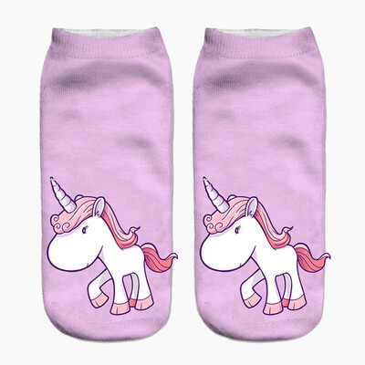 

Lovely Unicorn Print 3D Cotton Short Socks Boat Casual Cartoons Kawaii Ankle Female Cute Art Women Sock Girl Gifts Accessories