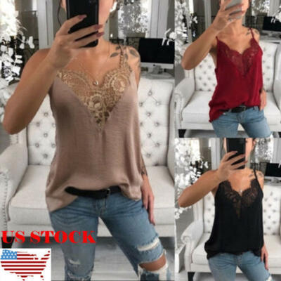 

Women Summer Tank Tops Lace Sexy Vest Fashion Camisole Sleeveless Casual T-Shirt