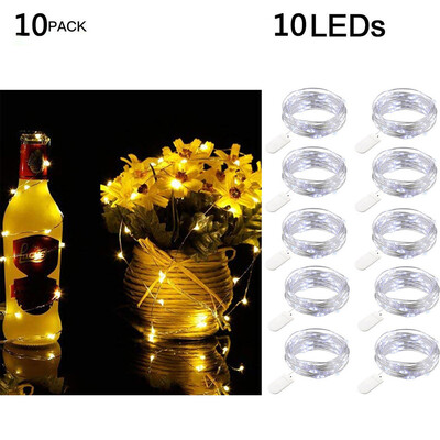 

Gobestart 10Pcs 10LED Fairy Lights Battery Starry String Copper Wire Decor Christmas