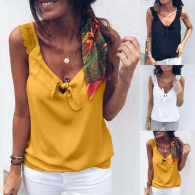 

Women Summer Lace Camisole Plain Strappy Vest Top Sleeveless Blouse Casual Tank