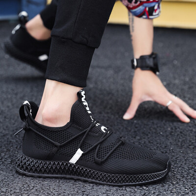 

Mens shoes fashion breathable sports shoes flying woven mesh shoes mesh shoes wild black trend shoes