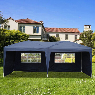 

Folding Tent Lotto 3 x 6m Two Windows Practical Waterproof Folding Tent Blue Pop Up Canopy