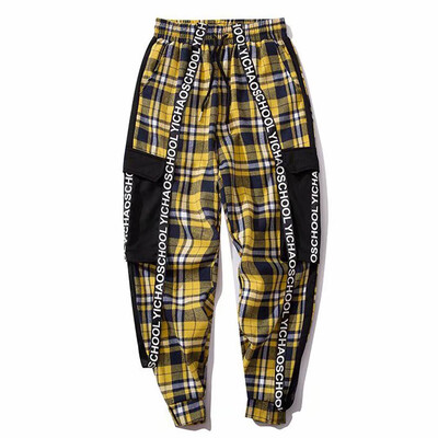 

Gobestart Mens Long Casual Sport Pants Slim Fit Plaid Trousers Running Joggers Sweatpants