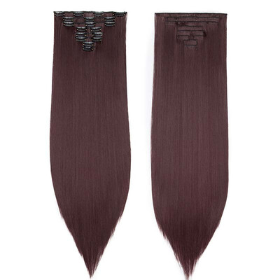 

Full Head Clip Synthetic in Hair Extensions 8 Piece 18 Clips Hairpiece Long Wave Curly Straight for Women