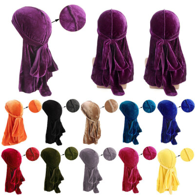 

Unisex Men Lady Velvet Silk Breathable Bandana Hat Turban Cap Doo Durag Headwear