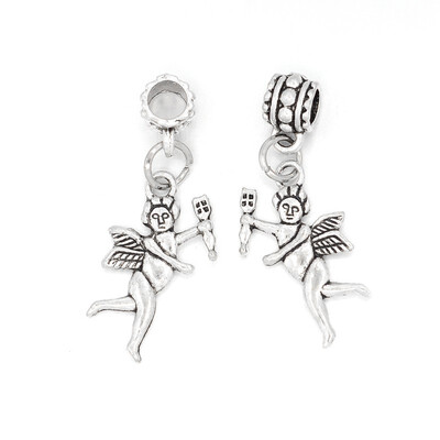 

Tibetan Style Large Hole Alloy European Dangle Beads Angel Pendants Antique Silver 36mm Hole 45mm