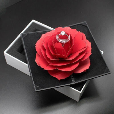 

Folding Rotating Rose Ring Box Birthday Valentine&39s Day Jewelry Display Boxeswithout ring