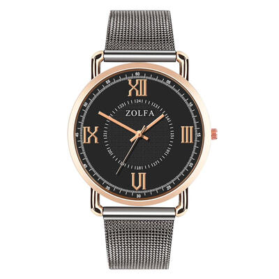 

ZOLFA Men Mesh Band Quartz Big Dial Roman Numerals Business Casual Watch