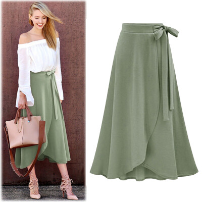 

Roseonmyhand Fashion High Waist Skirt Female Irregular Split Bandage Skirt Long Skirt