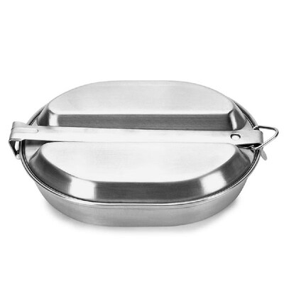 

2-IN-1 Lunch Box Portable Pan Outdoor Lunch Tray Divided Food Container Lightweight Steel Food Bento