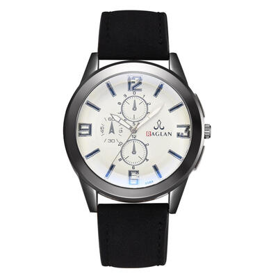 

Fashion Men Business Watches Luxury Quartz Watch PU Leather Male Clock