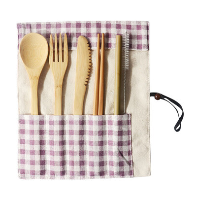 

Toponeto Portable Bamboo Cutlery Travel Eco-friendly Fork Spoon Set Include Reusable Bamb