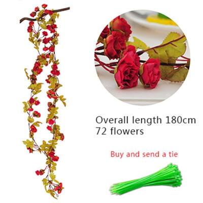 

FUNNYBUNNY Fake Rose Vine Flowers Plants Artificial Flower Hanging Rose Ivy Home Hotel Office Wedding Party Garden Craft Decor