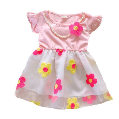 

Summer Pageant Baby Girls Flower Print Dress Cotton Kids Sleeveless Casual Sundress Outfits