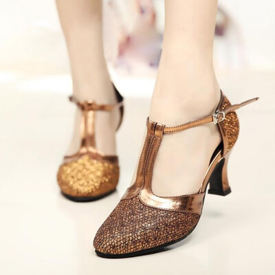 

Rose Womens Ballroom Tango Latin Salsa Dancing Shoes Sequins Shoes Social Dance Shoe