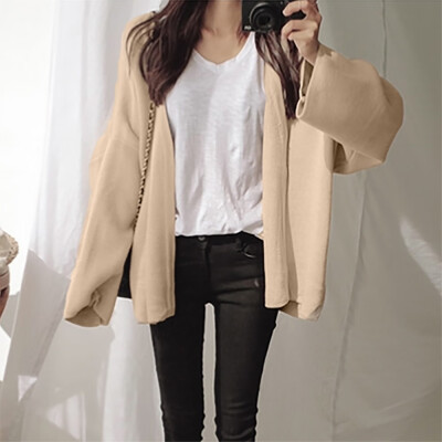 

Toponeto Women Winter Fashion Ladies Solid Color Bandage Long Sleeve Loose Outwear Coat