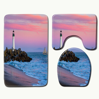 

Gobestart 3pcs Non-Slip Bath Mat Bathroom Kitchen Carpet Doormats Decor