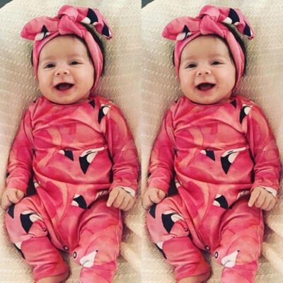 

Newborn Infant Baby Girl Romper Bodysuit Jumpsuit Headband Outfits Clothes Set new