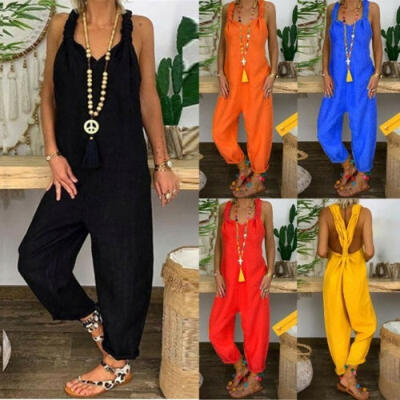 

Women New Casual Backless Loose Jumpsuit Dungarees Playsuit Trousers Overalls