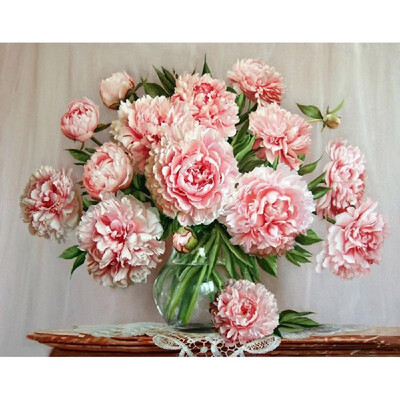 

DIY Diamond Painting Floral Bloosom Vase Cross Stitch Embroidery Oil Painting Resin Round Full Diamond 3525cm