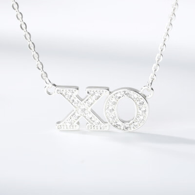 

Tiny Letter Hugs&kisses XO Necklace Stainless Steel Chain Gold Color Hip HopPunk CZ Crystal Charms Necklace Jewelry