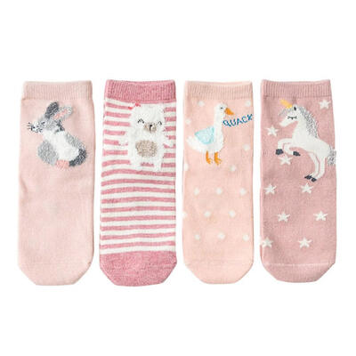 

4pairslot Summer Cute Girl Cartoon Animal Rabbit Breathable Tube Socks Set