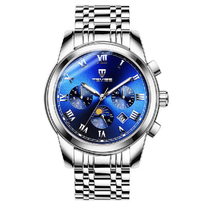 

TEVIS Multifunctional Watch Men Fashion Automatic Mechanical Waterproof Watch Stainless Steel Band Wristwatch