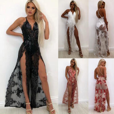 

Details about Womens Sexy Lace See Through Long Tops Cover Up Lingerie Nightwear Kaftan Dress