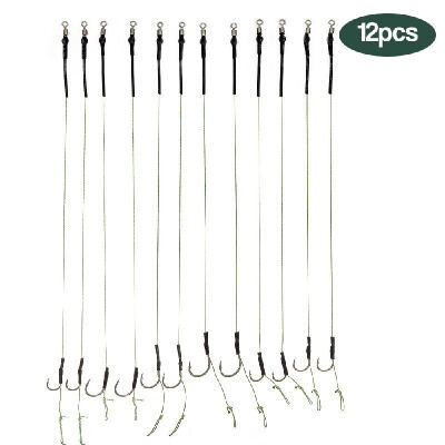 

12Pcs Braided Carp Fishing Hair Rigs High Carbon Steel Hook Swivel Carp Rigs Accessories