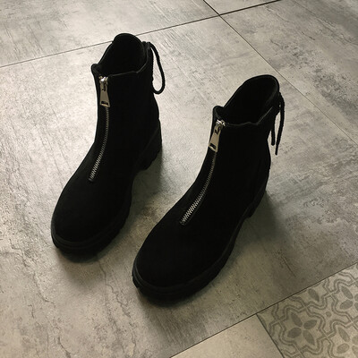 

Martin Boots Girl Autumn British Wind Ins Slim Boots Hundred Straight-heeled Zipper Handsome Motorcycle Shoes