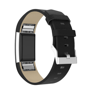 

〖Follure〗Shiny Leather Wristband With Metal Connectors For Fitbit Charge 2