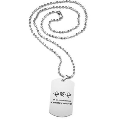 

Lettering Summer Necklace Tag Chain Korean Mens Idol Team TXT Combination Stainless Steel TOMORROW X TOGETHER