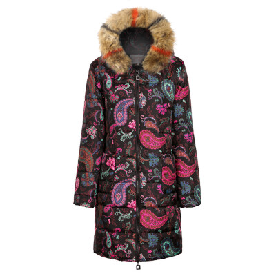 

Toponeto Womens Winter Print Long Down Cotton Ladies Hooded Coat Quilted Jacket Outwear