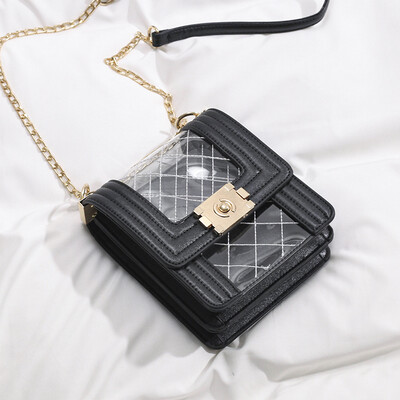 

Summer transparent bag female 2019 new wave Korean version of the rhombic chain shoulder bag fashion diagonal cross jelly small square bag