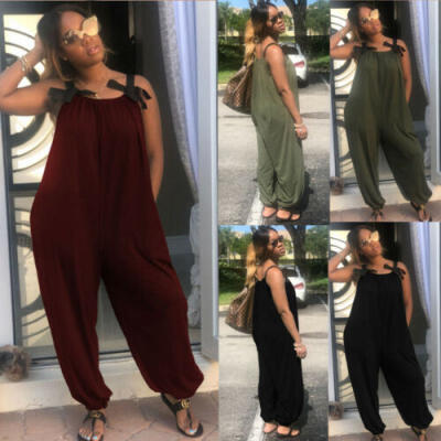 

US Plus Size Women Baggy Jumpsuit Romper Dungarees Playsuit Trousers Overalls