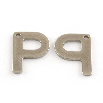 

304 Stainless Steel Letter Charms LetterP 11x85x05mm Hole 1mm