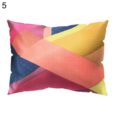 

Color Block Stripe Circle Pillow Case Cushion Cover Sofa Bed Car Office Decor
