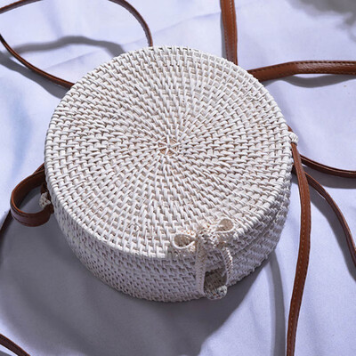 

Multi Color Woven Rattan Bag Round Straw Shoulder Bag Handmade Small Beach Handbags Female Messenger Crossbody Bags 2019 Hot