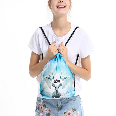 

Tailored Women Santa Claus Christmas Tree Print Bag Drawsting Bag Christmas Backpack