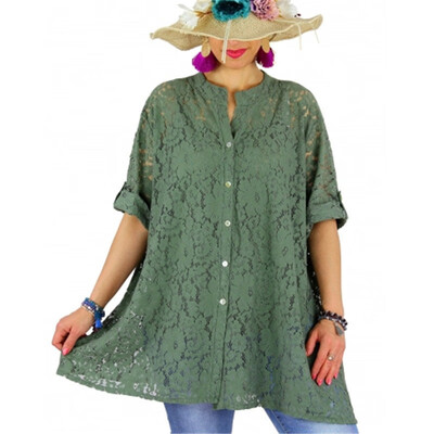 

Women Shirts Formal Hollowed Loose T-shirt Long Sleeve Blouse A Line Tops Floral
