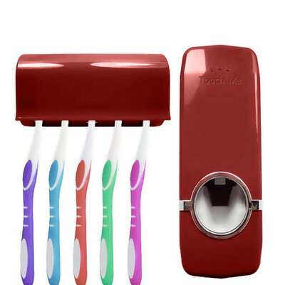 

〖Follure〗Automatic Toothpaste Dispenser with 5 Toothbrush Holder Set Wall Mount Stand New