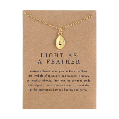 

New Arrived Leaves Light As A Feather Personality 26 English Letters Alphabet Necklace Alloy Pendant