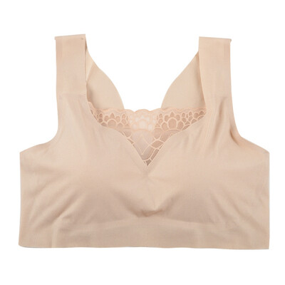 

Seamless Sports Bra Ice Silk Yoga Vest Mesh Stitching Perspective Solid Color Sports Bra