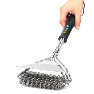 

Grill Accessories BBQ Brush Anti-sticker Grill Cleaning Brush 18-inch Three-headed Barbecue Brush