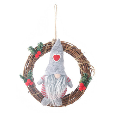 

Plush Gnome Rattan Wreath Christmas Garlands With Swedish Santa Tomte Front Door Wreaths For Home Kitchen Wall Window Hall Decor