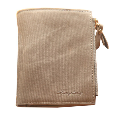 

Vintage Solid Color Bifold Coin Purse Card Holder Women Zipper Short Wallet