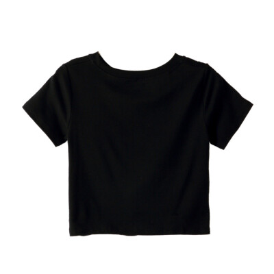 

Round Neck Cross Knot Exposed Navel Short Sleeve Tops Summer Womens Fold Design Short-sleeved T-shirt