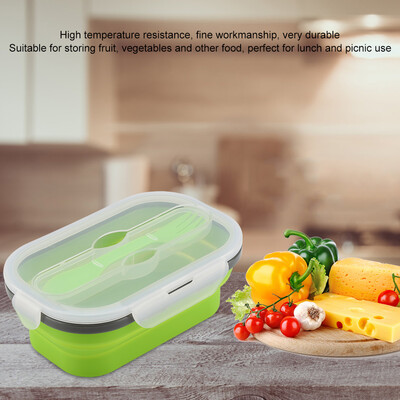 

Greensen Silicone Lunch Picnic Food Fruit Box with Fork Fold-able Telescopic Stretchable Container